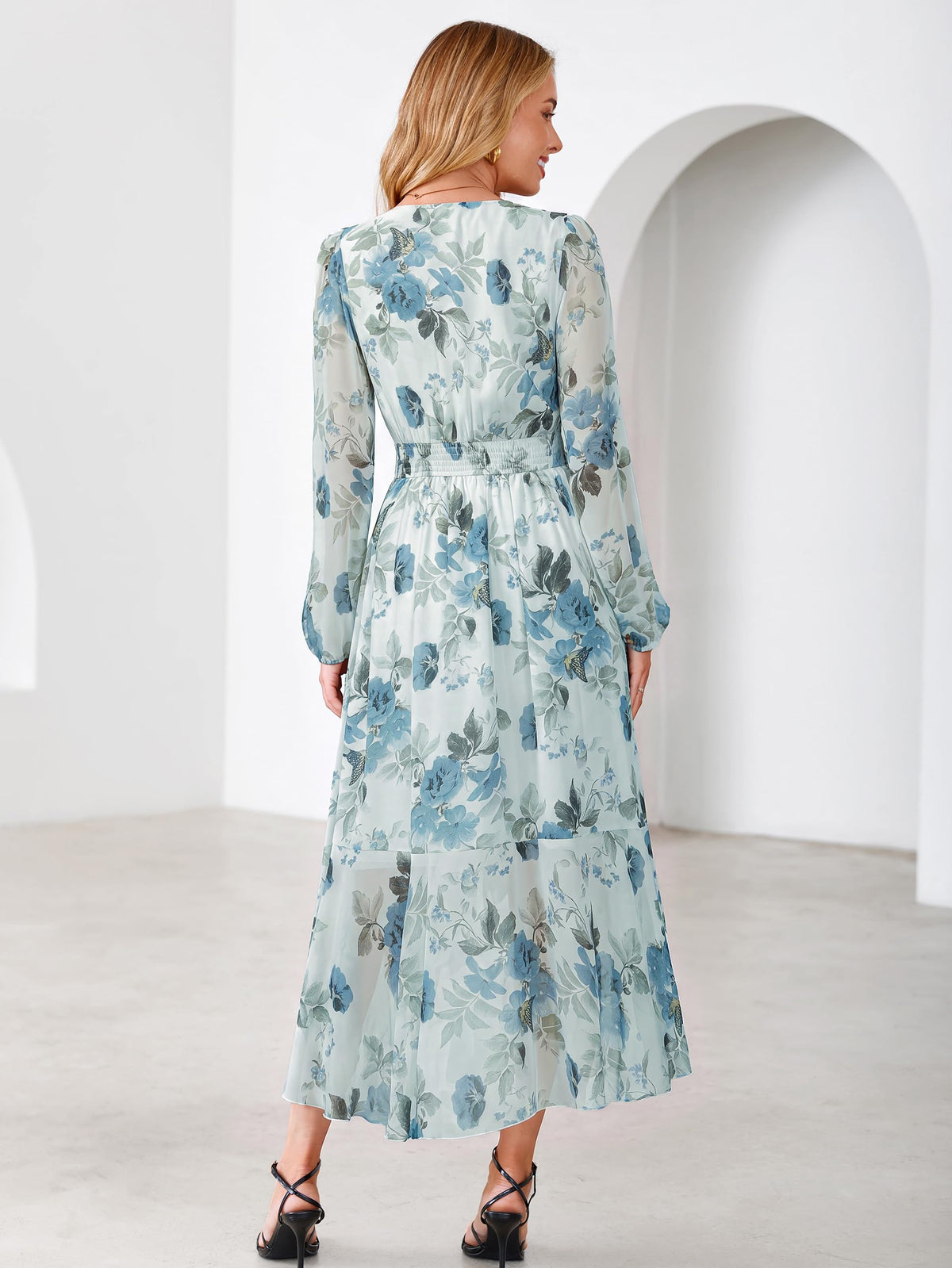 Simplee Women's Floral Boho Long Sleeve Maxi Fall Wedding Guest Dress 2026