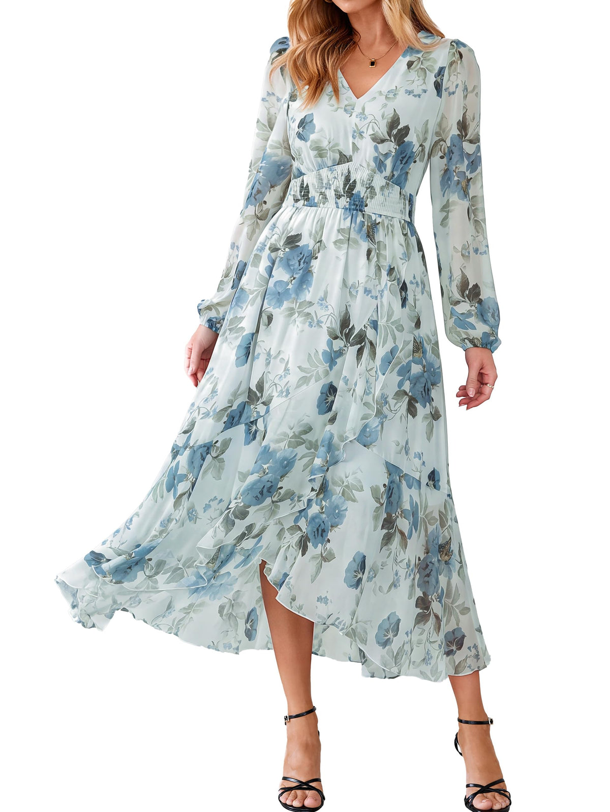 Simplee Women's Floral Boho Long Sleeve Maxi Fall Wedding Guest Dress 2026
