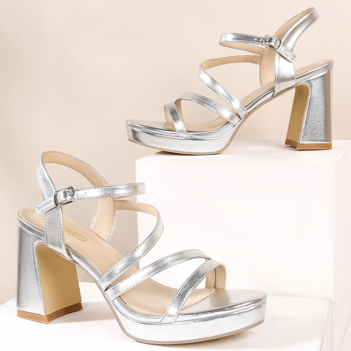 rsxses Platform Chunky Heels for Women Ankle Strap Heels Strappy Sandals with Open Toe Wedding Prom Bridal Women Dress Shoes