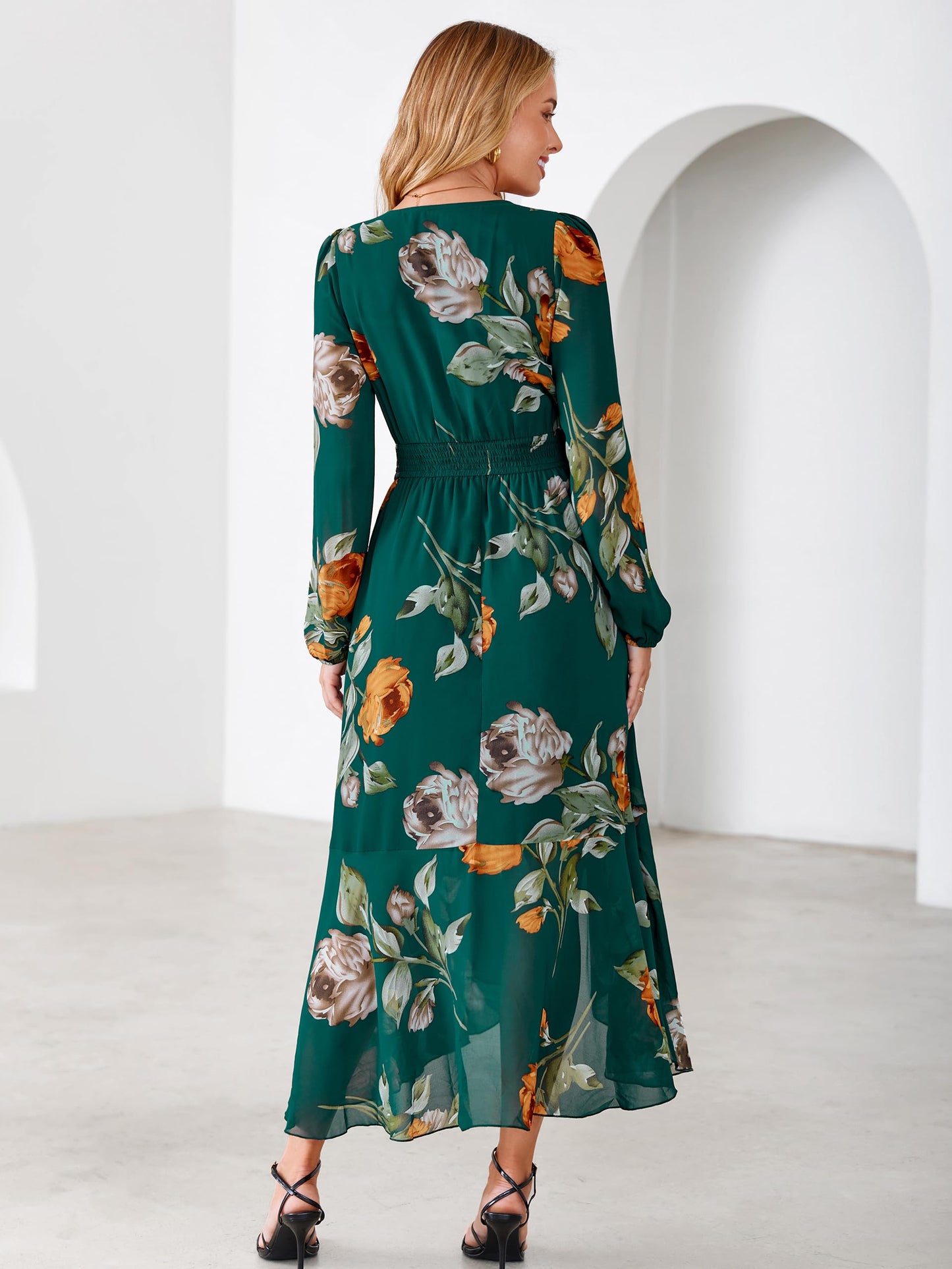 Simplee Women's Floral Boho Long Sleeve Maxi Fall Wedding Guest Dress 2026
