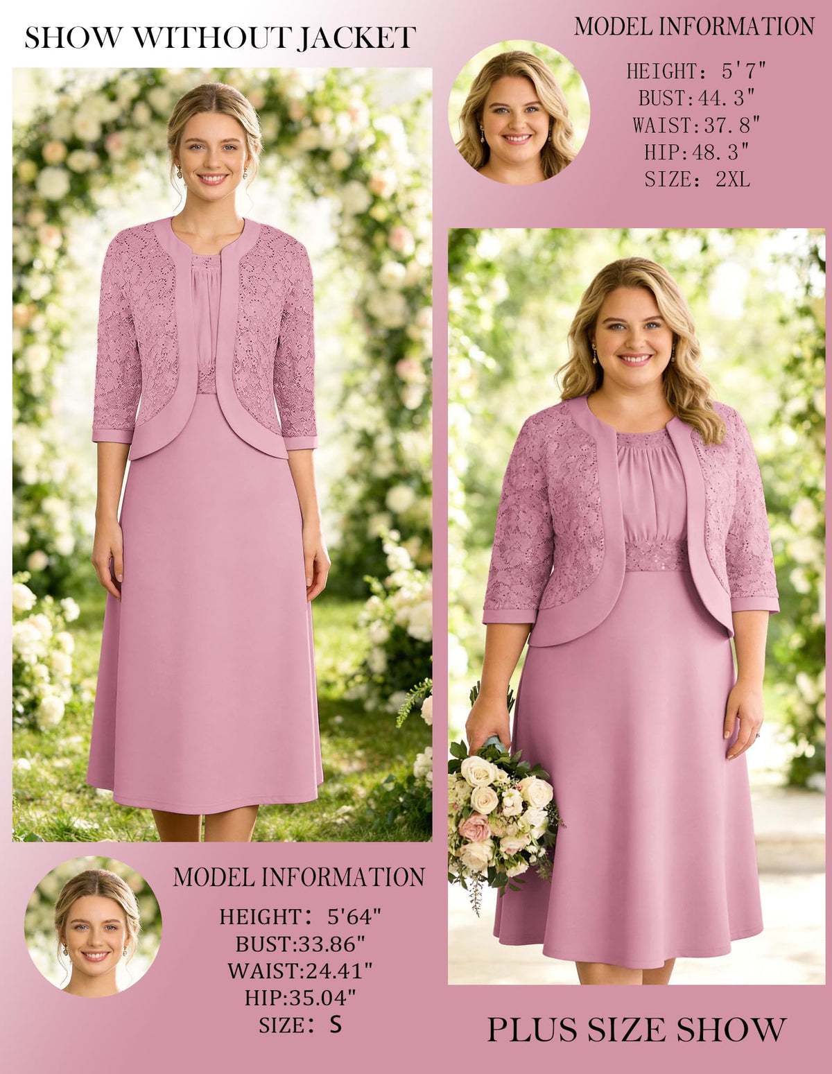 GRACE KARIN Women's Formal Wedding Guest Dress,2 Piece Mother of The Bride Dresses,Tea Party Sequin Dress with Jacket
