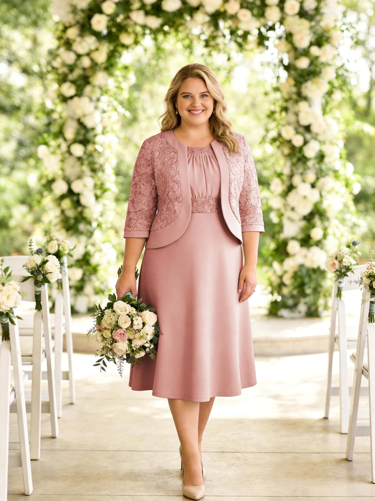 GRACE KARIN Women's Formal Wedding Guest Dress,2 Piece Mother of The Bride Dresses,Tea Party Sequin Dress with Jacket