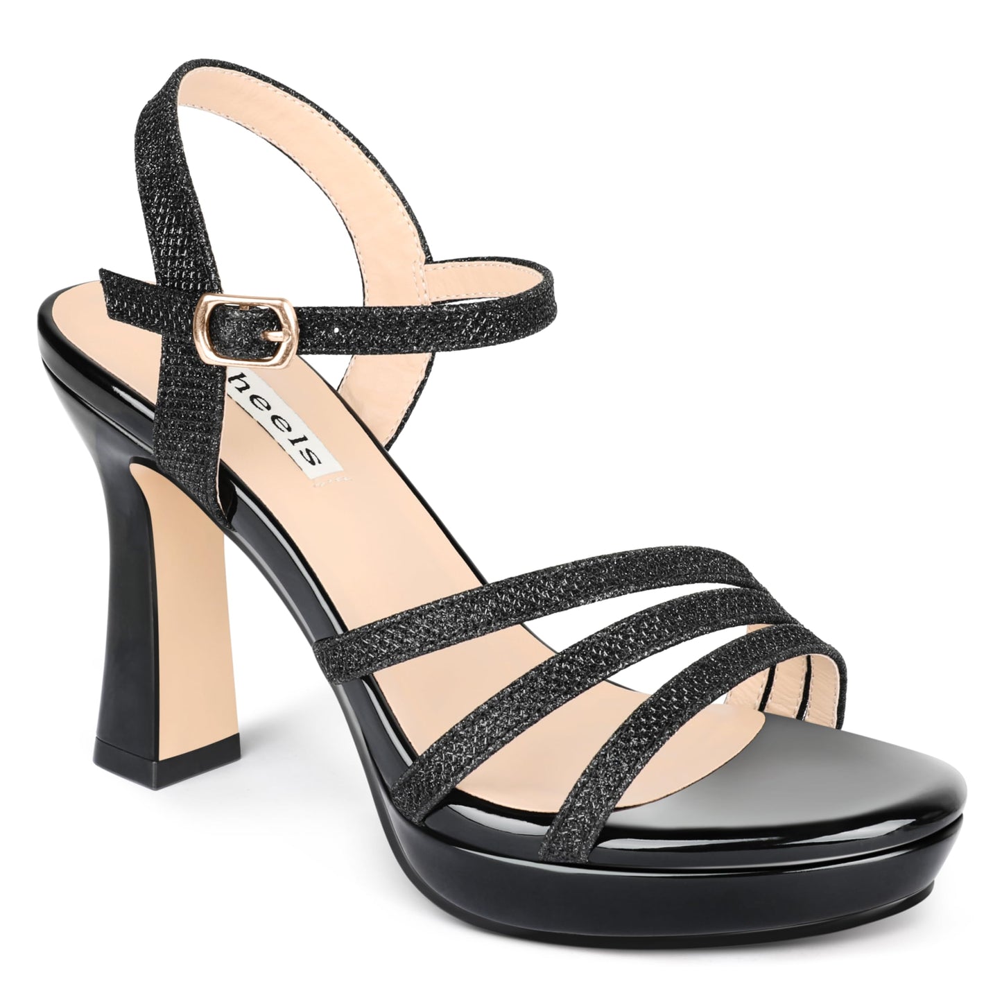 Zzheels Women's Platform Sandals Sparkly Open Toe 4" Chunky High Heels Ankle Strap Sandals
