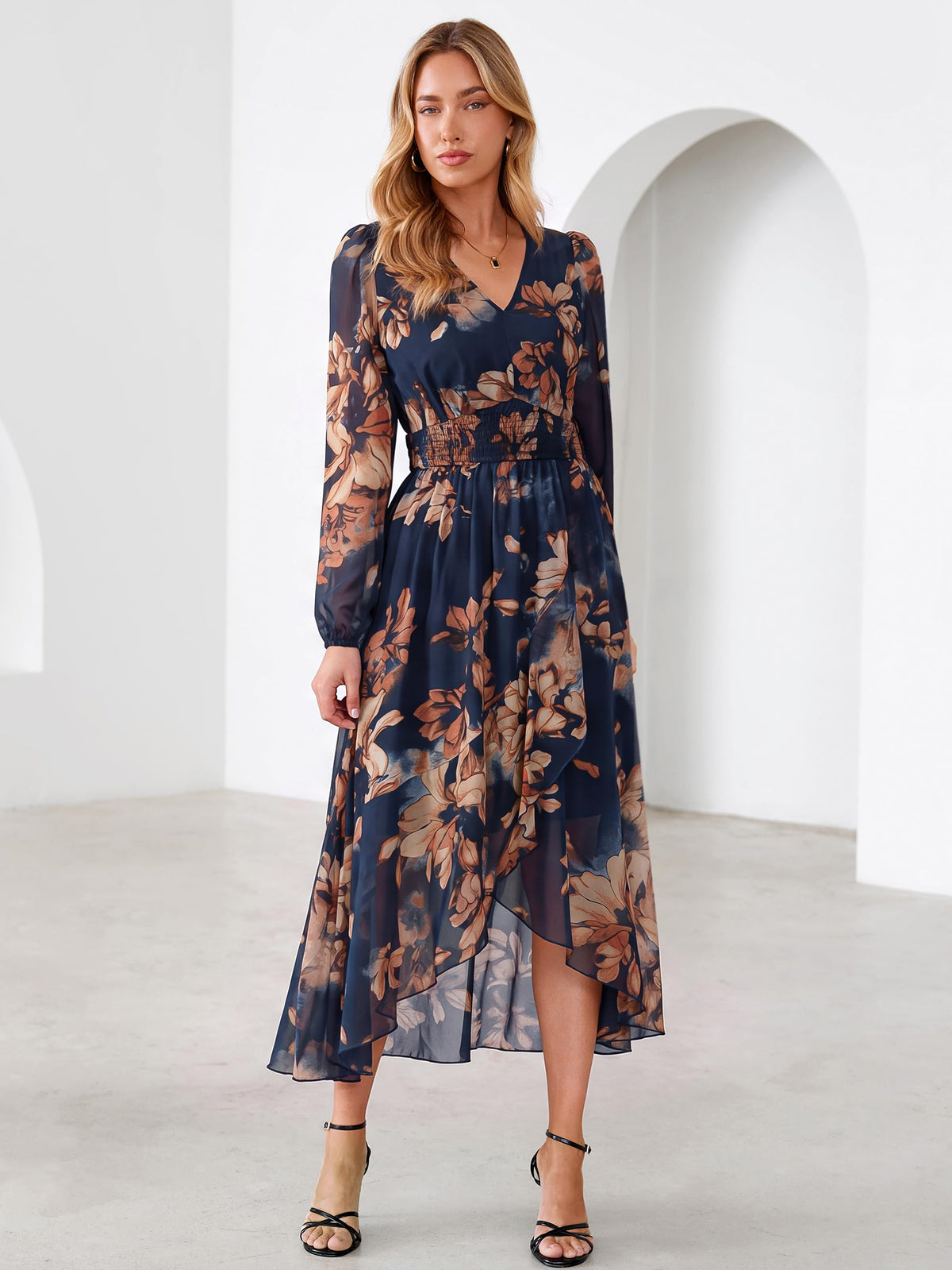 Simplee Women's Floral Boho Long Sleeve Maxi Fall Wedding Guest Dress 2026