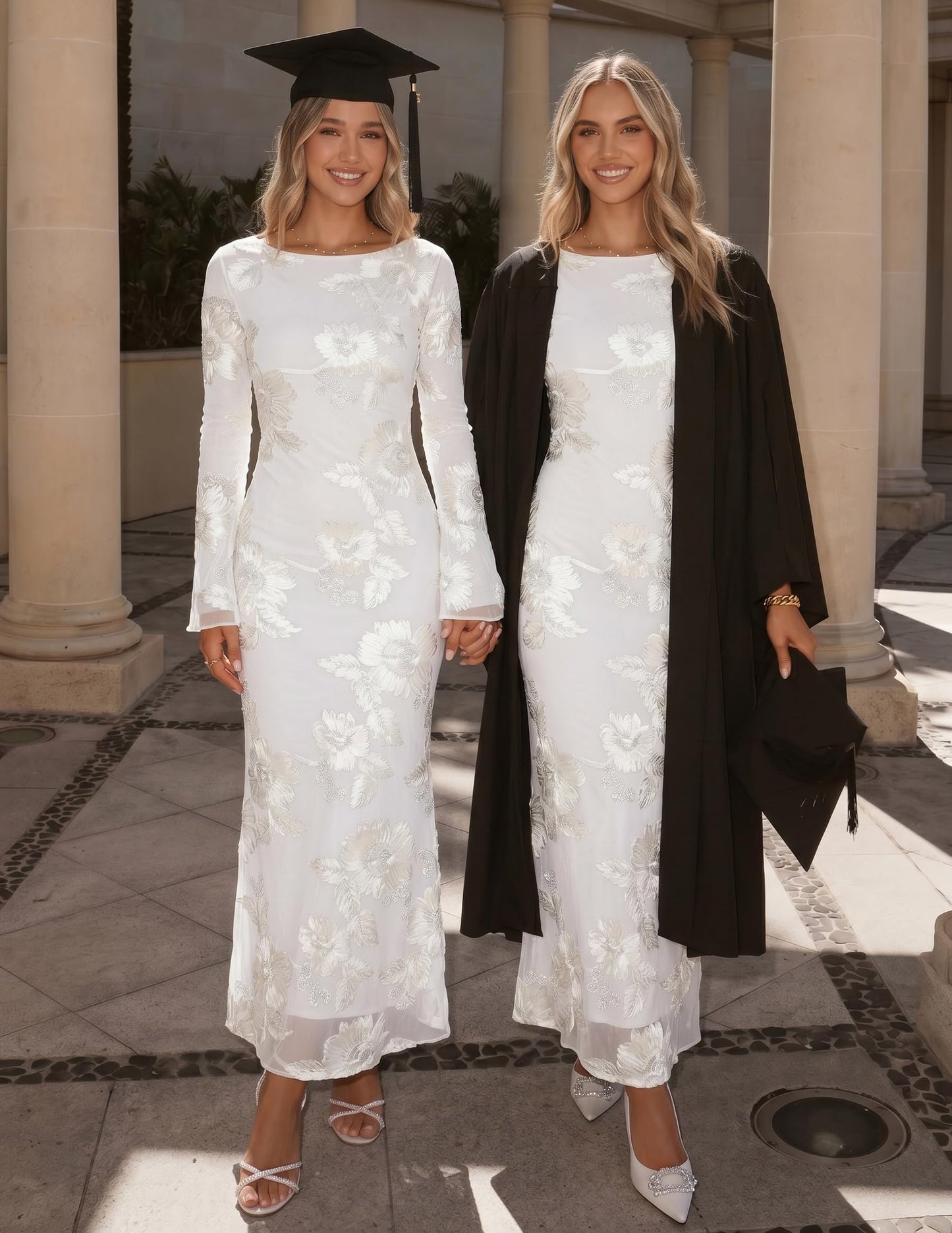 ZESICA Women Fall Long Sleeve Wedding Guest Cocktail Midi Dress