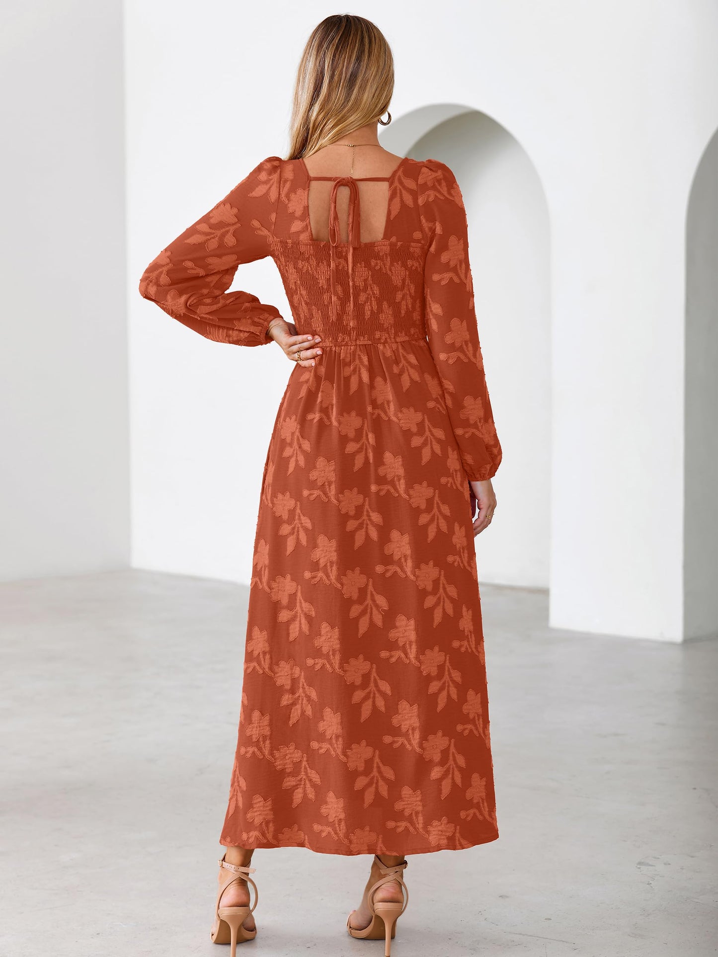 Simplee Womens Fall Wedding Guset Dress Formal Long Sleeve Maxi Dresses