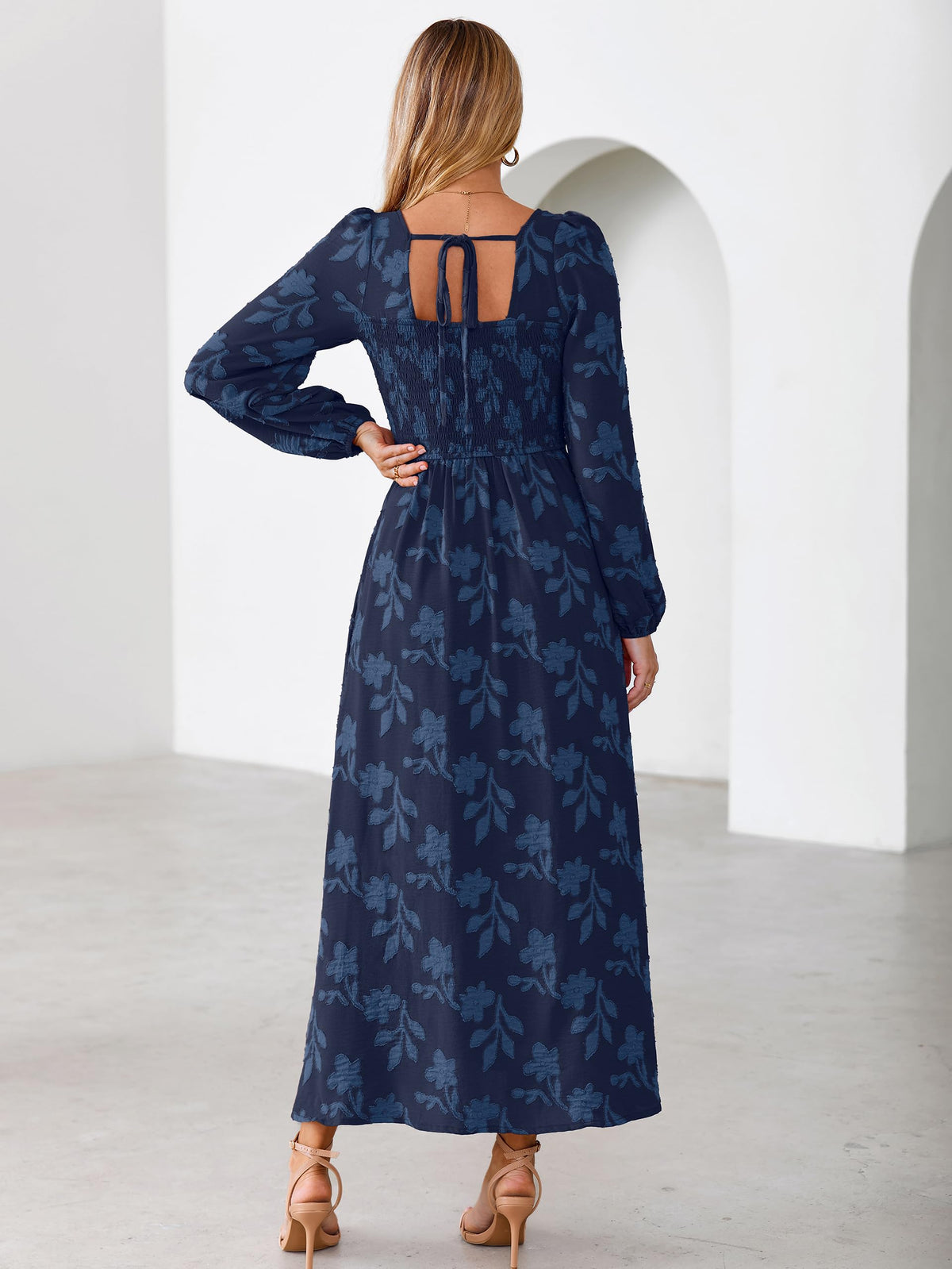 Simplee Womens Fall Wedding Guset Dress Formal Long Sleeve Maxi Dresses