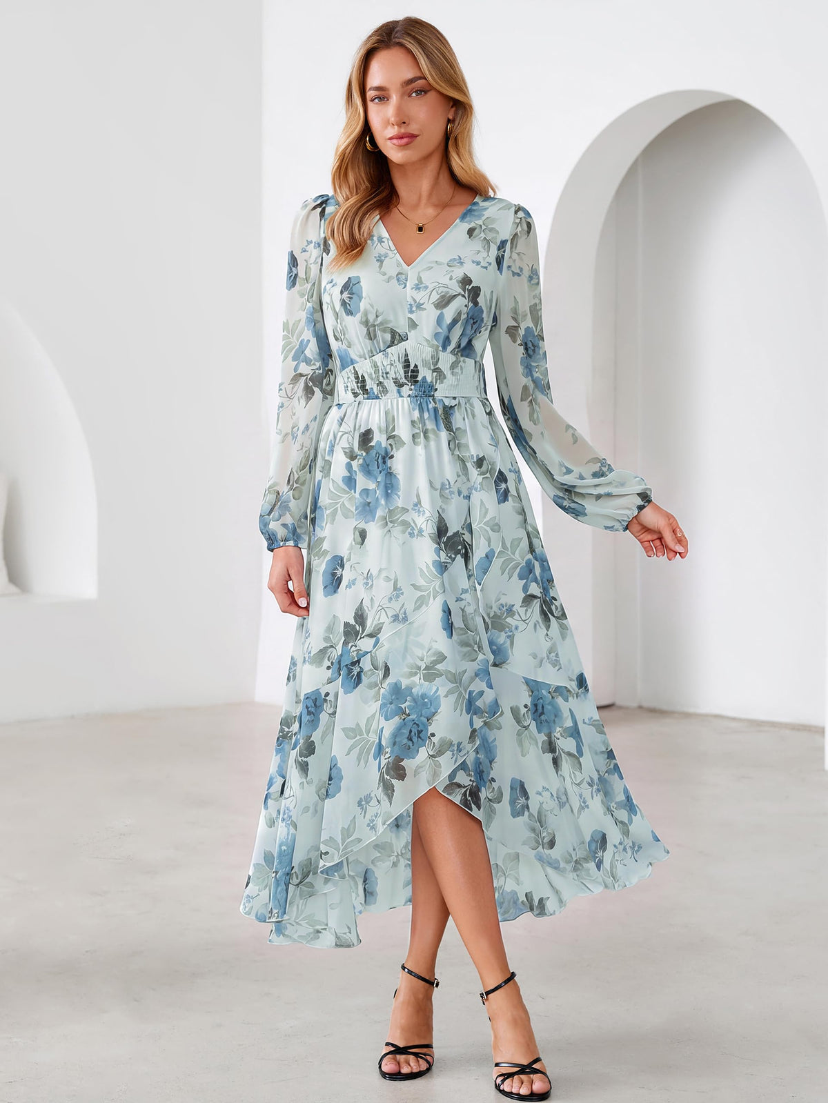 Simplee Women's Floral Boho Long Sleeve Maxi Fall Wedding Guest Dress 2026