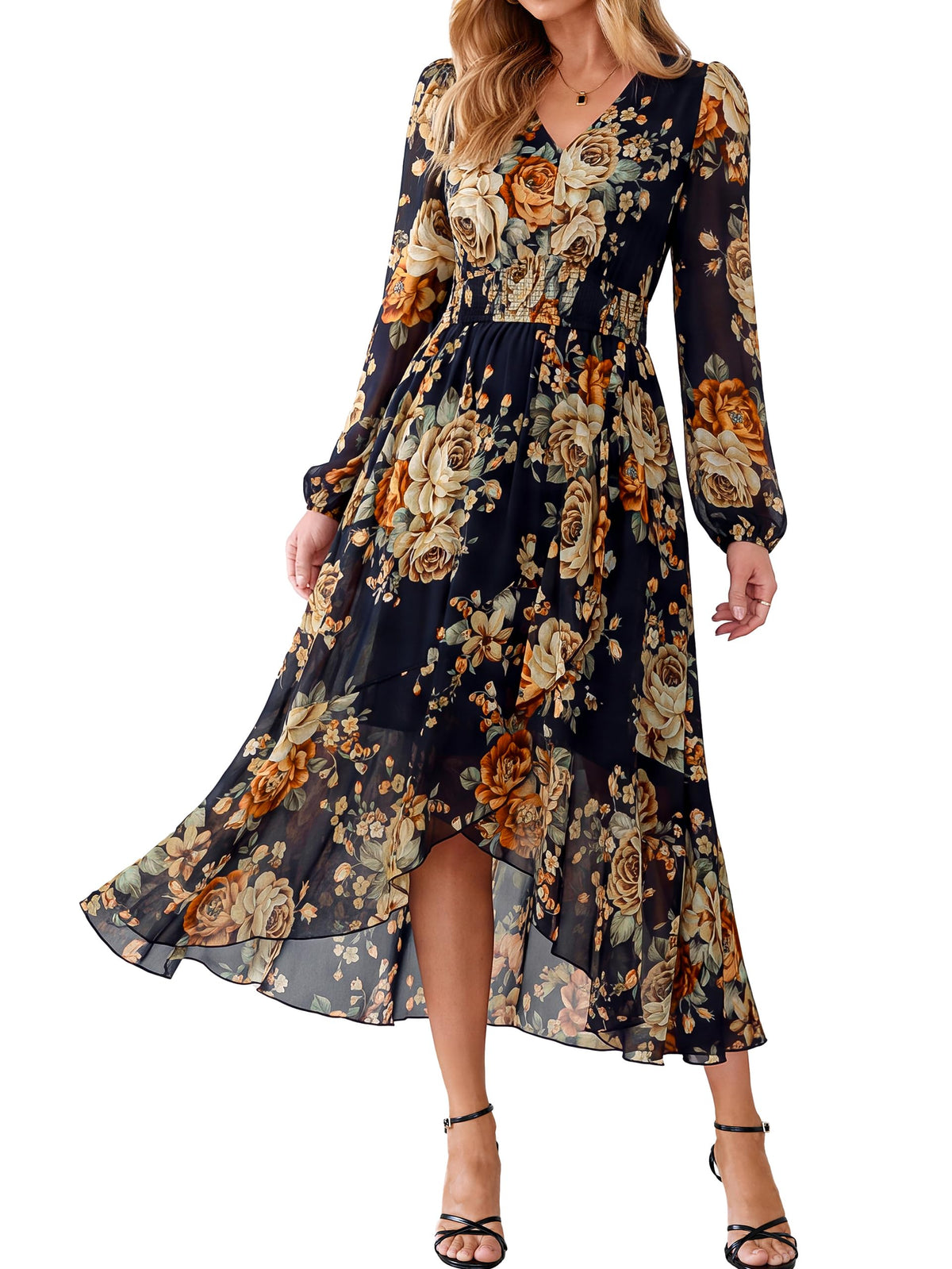 Simplee Women's Floral Boho Long Sleeve Maxi Fall Wedding Guest Dress 2026