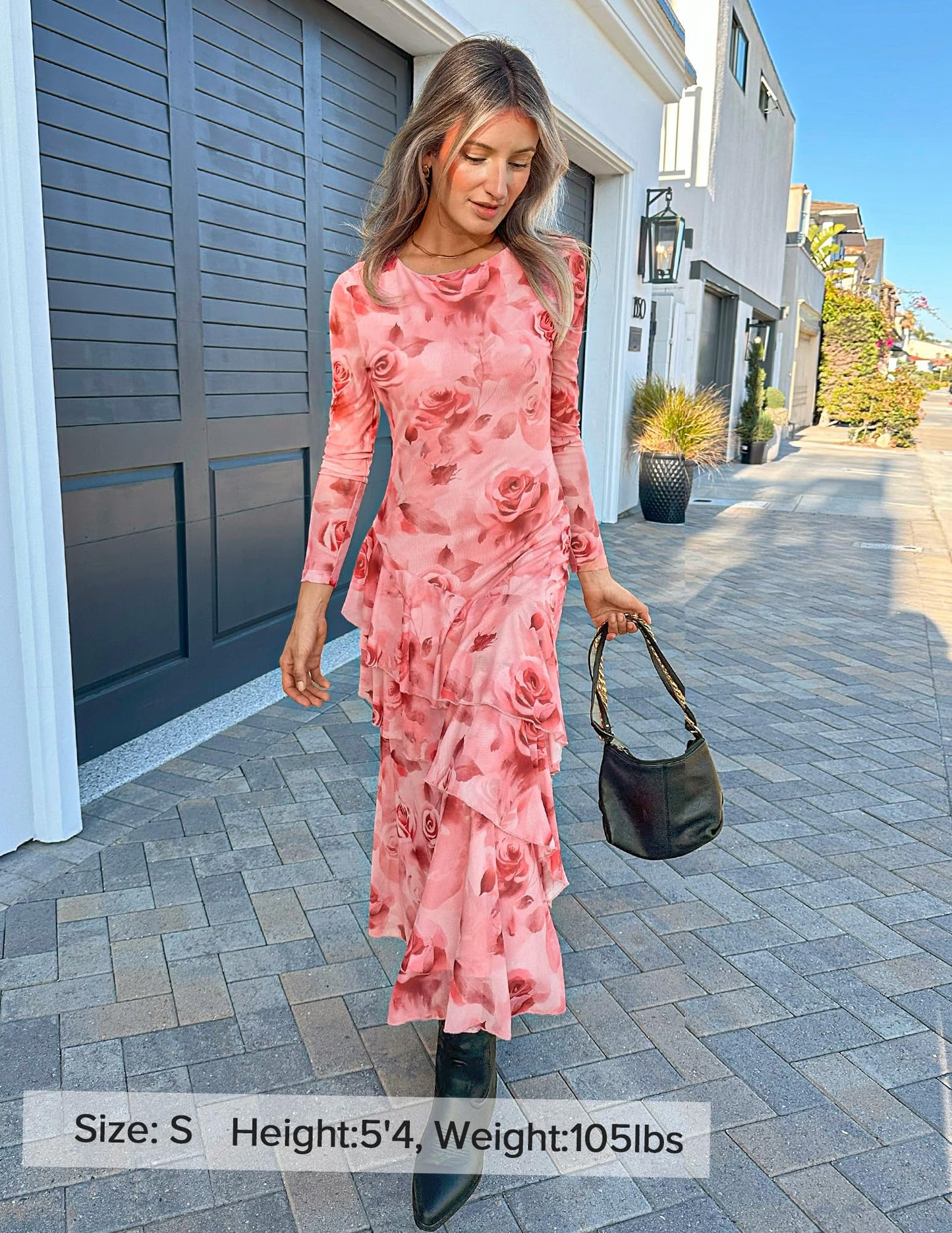 ZESICA Women's Fall Floral Bodycon Maxi Wedding Guest Dresses